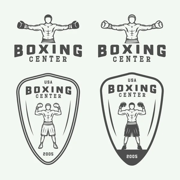 Étiquettes et insignes de logo de boxe et d'arts martiaux dans un style vintage . — Image vectorielle