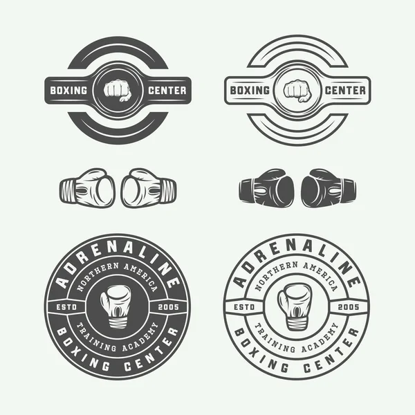 Boxning och kampsport logotyp märken och etiketter i vintage stil. — Stock vektor
