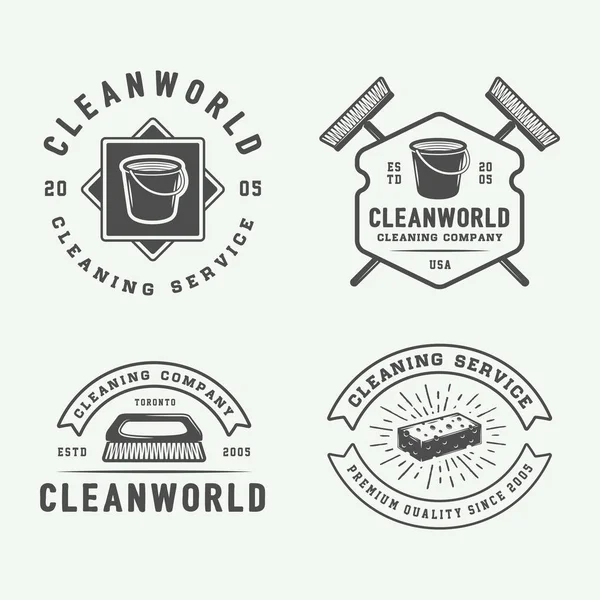 Conjunto de emblemas de logotipo de limpeza retro, emblemas e rótulos —  Vetores de Stock