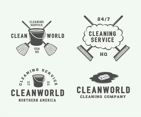 Set of retro cleaning logo badges, emblems and labels — Stock Vector