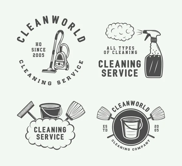 Set of retro cleaning logo badges, emblems and labels — Stock Vector