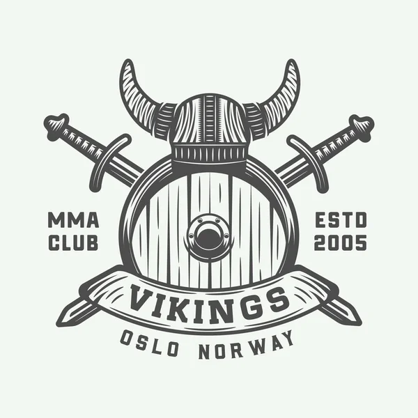 Vintage Vikingler motivasyonel logo, amblem, retro tarzı rozeti. — Stok Vektör