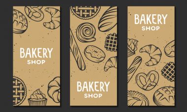 Vektör ekmek kümesi öğeleri kazınmış. Tipografi tasarım 