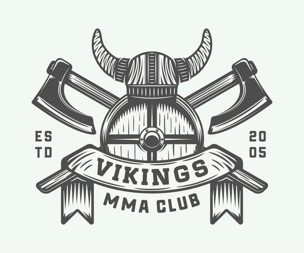 Vintage vikings logo de motivation, étiquette, emblème, insigne — Image vectorielle