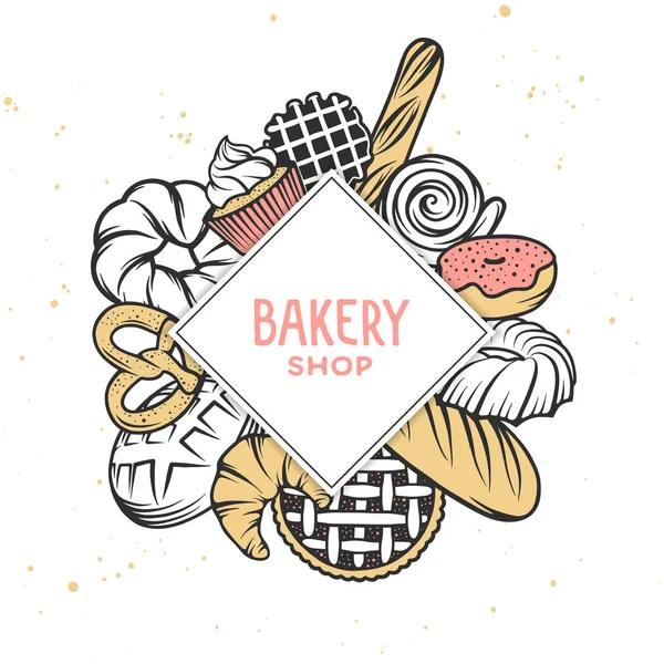 Vektör ekmek kümesi öğeleri kazınmış. Tipografi tasarım 