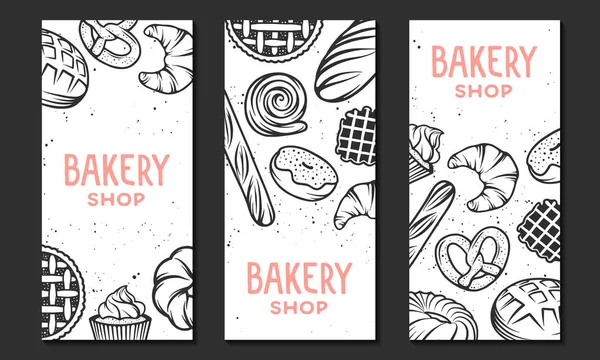 Set of vector bakery engraved elements. Typography design — Stock Vector