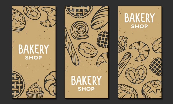 Set von Vektor-Bäckereielementen. Typografie-Design — Stockvektor