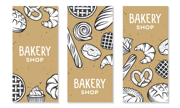 Set dari elemen vektor bakery terukir. Desain tipografi - Stok Vektor