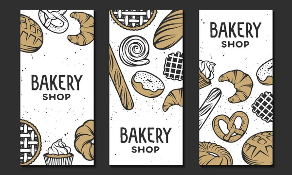 Set dari elemen vektor bakery terukir. Desain tipografi - Stok Vektor