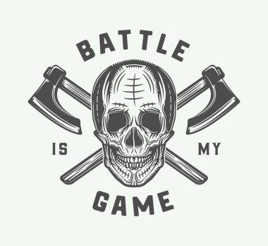 Vintage Vikingler motivasyonel logo, amblem, retro tarzı rozeti 