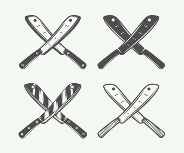 Dizi vintage kasaplık et, biftek ya da barbekü logolar, amblemler, rozet