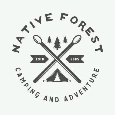 Vintage açık kamp ve macera logo, rozet, etiketleri