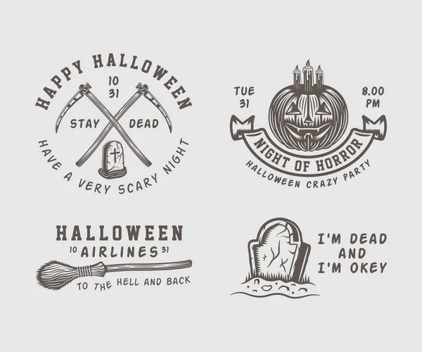 Vintage retro halloween loga, emblémy, odznaky, štítky, značky — Stockový vektor