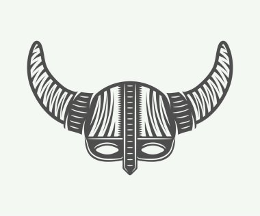Retro tarzı Vintage viking dümen. Tek renkli grafik sanatı. 