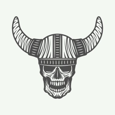 Vintage retro kafatası. Grafik sanatı. Vektör çizim.