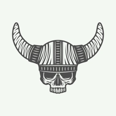 Viking dümen retro tarzı Vintage kafatasında. 