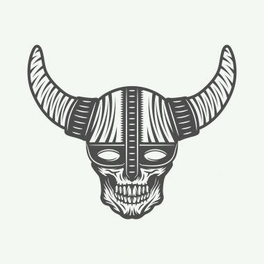 Viking dümen retro tarzı Vintage kafatasında. 