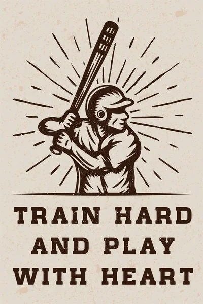 Logo de baseball vintage, emblème, badge avec slogan et motivation . — Image vectorielle