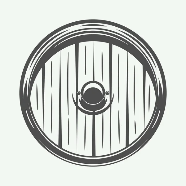 Escudo de vikingos vintage. Puede ser utilizado como logotipo, emblema, insignia — Vector de stock