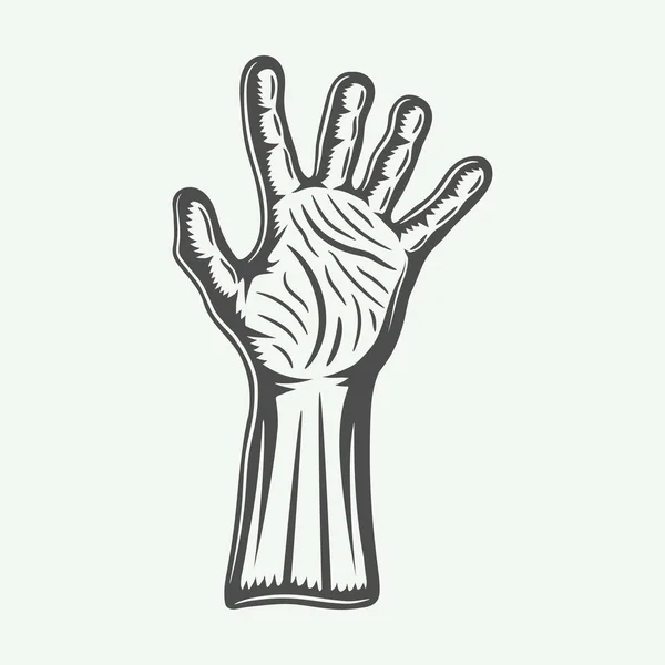 Vintage Halloween Zombie Hand im Retro-Stil. — Stockvektor