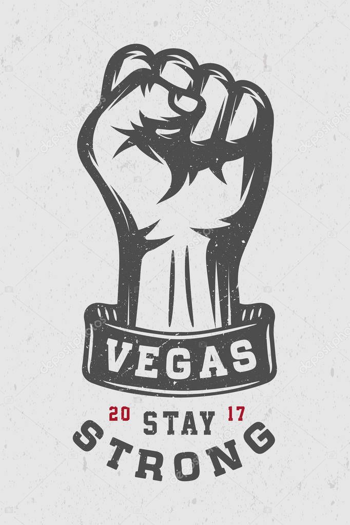 Vintage retro Fist with quote motivation 