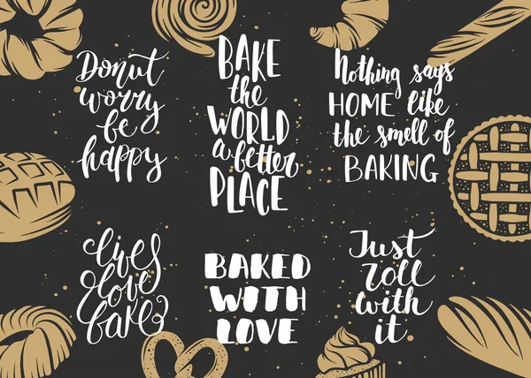 Fırın vektör oyulmuş öğelerle yazı kümesi 