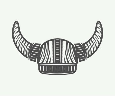 Retro tarzı Vintage viking dümen. Tek renkli grafik sanatı.
