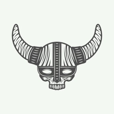 Viking dümen retro tarzı Vintage kafatasında. 