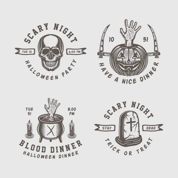 Retro-Halloween-Logos, Embleme, Abzeichen, Etiketten, Marken — Stockvektor