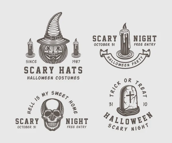 Retro-Halloween-Logos, Embleme, Abzeichen, Etiketten, Marken — Stockvektor
