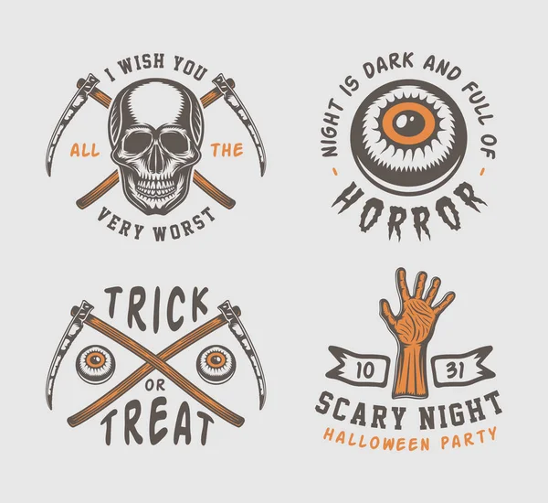 Retro-Halloween-Logos, Embleme, Abzeichen, Etiketten, Marken — Stockvektor