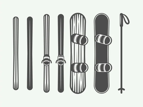 Комплект старинных элементов дизайна для сноуборда или зимних видов спорта . — стоковый вектор