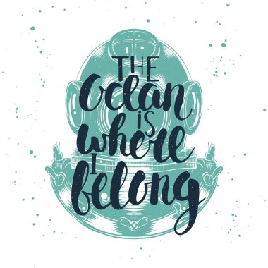 Okyanus burası çapa, linocut style, oyulmuş öğe kroki ile ait yer.