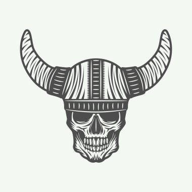 Viking dümen retro tarzı Vintage kafatasında. 