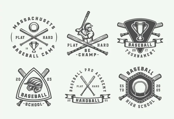 Винтажные бейсбольные спортивные логотипы, эмблемы, значки, марки, этикетки . — стоковый вектор