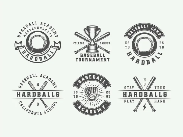 Logos, emblèmes, insignes, marques, étiquettes de baseball sport vintage . — Image vectorielle