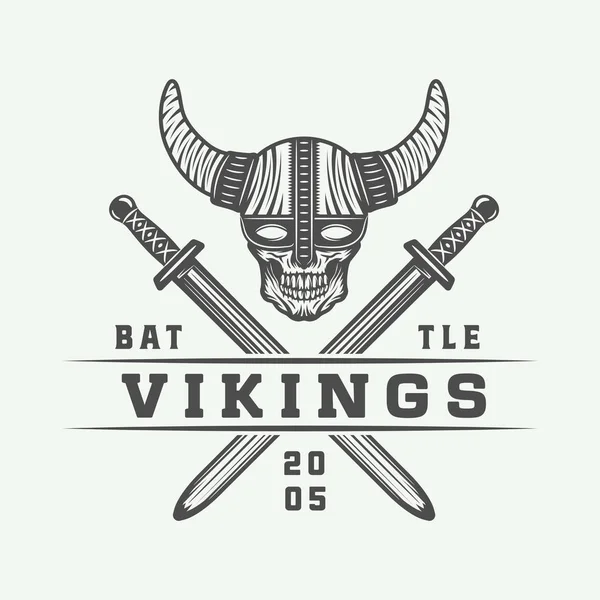Vintage Vikingler logo, etiket, amblem, retro tarzı rozeti — Stok Vektör