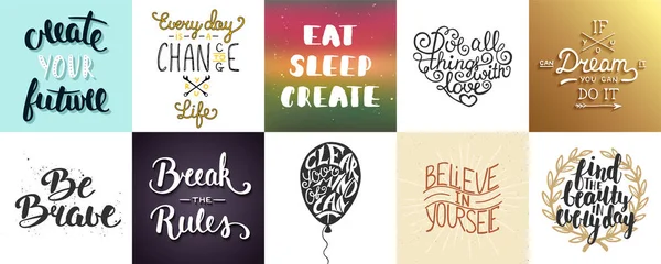 Conjunto de carteles de letras motivacionales e inspiradoras vectoriales — Archivo Imágenes Vectoriales