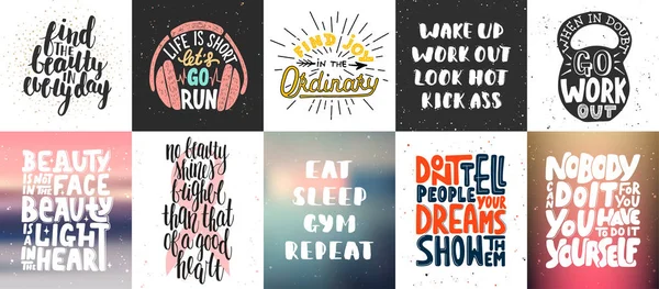 Conjunto de carteles de letras motivacionales e inspiradoras vectoriales — Vector de stock