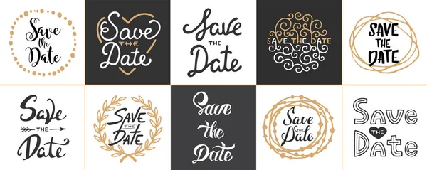 Set of vector save the date lettering posters, greeting cards Royalty Free Stock Illustrations