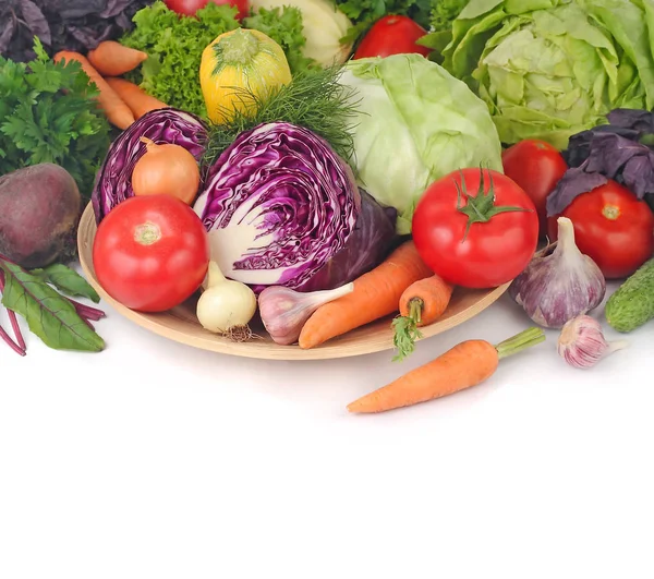 Fresh Vegetables White Background Space Text — Stock Photo, Image