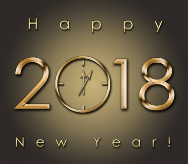 Altın saati ile 2018 mutlu yeni yıl arka plan