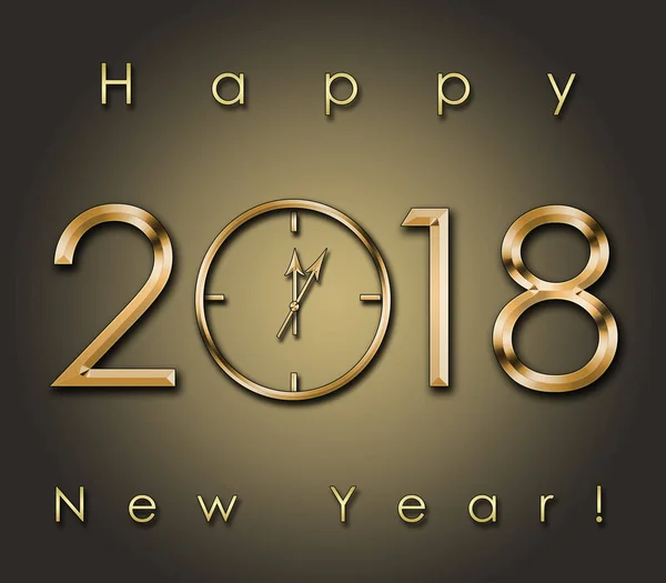 2018 glad Nyåren bakgrund med guld klocka — Stockfoto