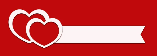 Dia de São Valentim. 14 de Fevereiro. Dois corações em um vermelho — Fotografia de Stock