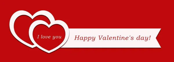 Día de San Valentín. El 14 de febrero. Dos corazones en un rojo —  Fotos de Stock