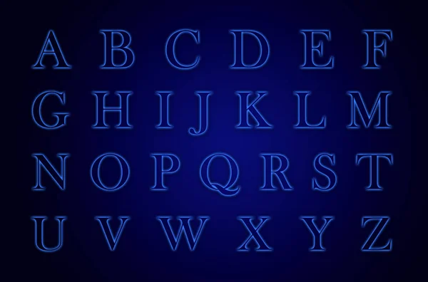 Glowing Neon Alphabet Letters Trend Color 2020 Year Blue — Stock Photo, Image