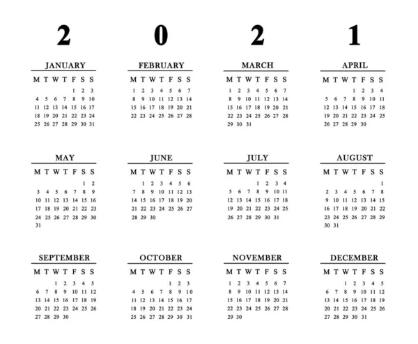 Kalender Voor 2021 Witte Achtergrond — Stockfoto