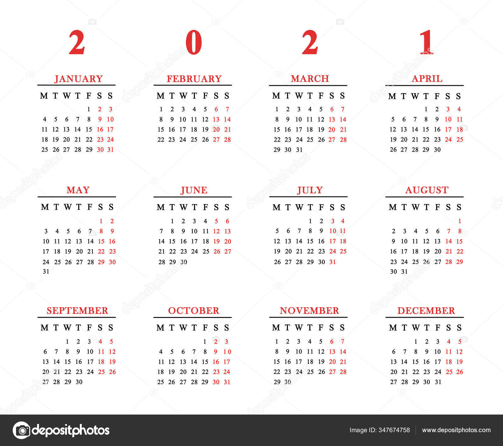 Kalender Für 2021 Auf Weißem Hintergrund — Stockfoto ...