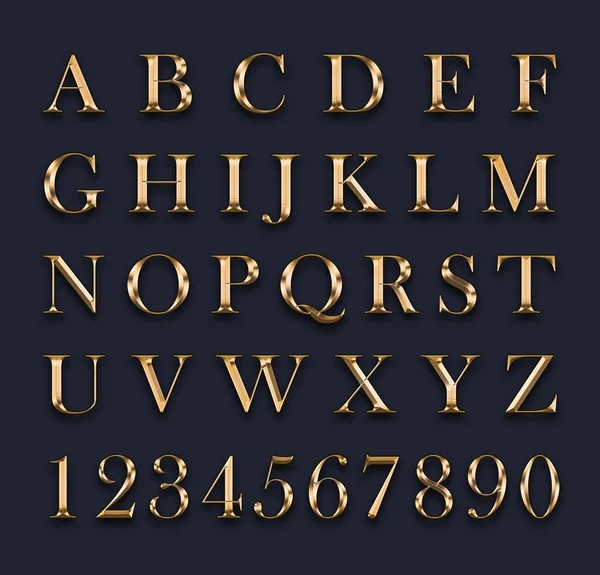 Золотые Буквы Цифры Сером Фоне — стоковое фото