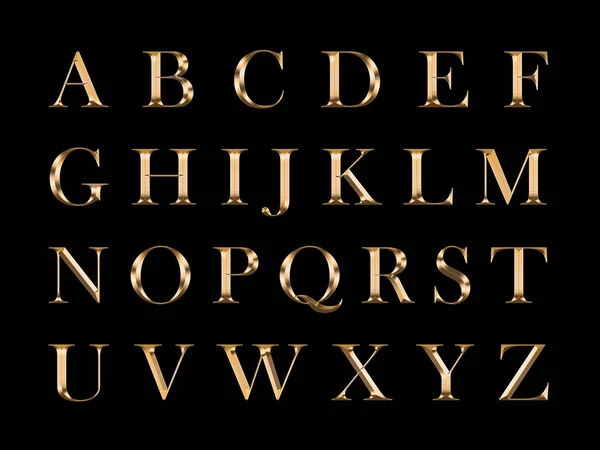 Alfabeto Inglês Dourado Sobre Fundo Preto — Fotografia de Stock